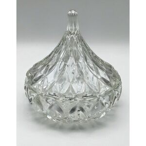 Godinger Hershey Kiss Cut Crystal Glass Covered Lidded Candy Nut Trinket Dish